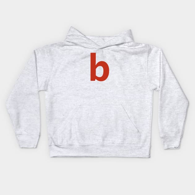 Letter b in Red Text Minimal Typography Kids Hoodie by ellenhenryart